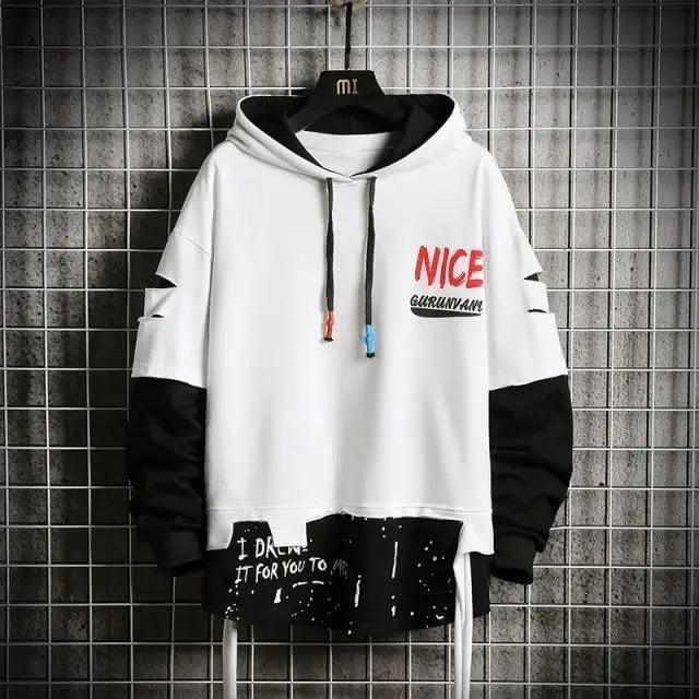 Hooded Sweatshirts Mens Letter Print Hoodies Streetwear Hip Hop Pullover Hoodie Men's Hooded Sweatshirt Men's Contrast Color Patchwork Hooded Sweatshirt Long Sleeve Pocket Jacket