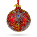 Radiant Jeweled Snowflake on Red Glass