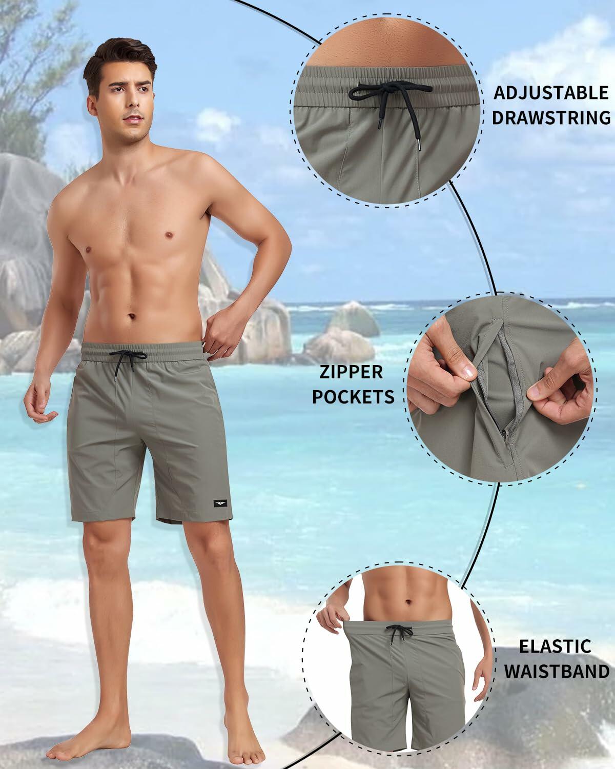 Seaskin Mens Quick Dry Swim Trunks Board Shorts Gray Size XS