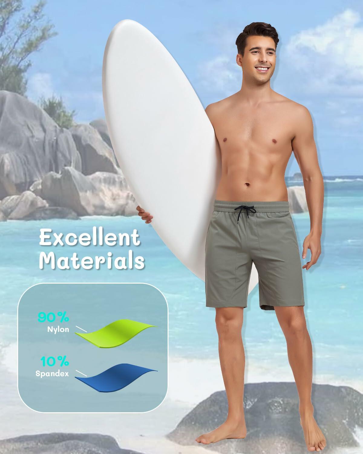 Seaskin Mens Quick Dry Swim Trunks Board Shorts Gray Size XS