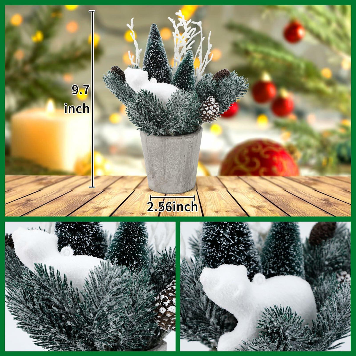 SUPREME Mini Tabletop Christmas Trees, Set of 2