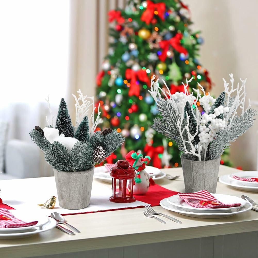 SUPREME Mini Tabletop Christmas Trees, Set of 2