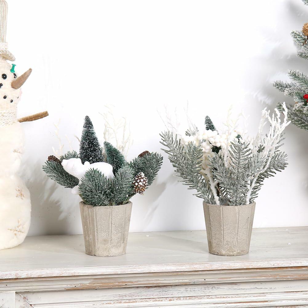 SUPREME Mini Tabletop Christmas Trees, Set of 2