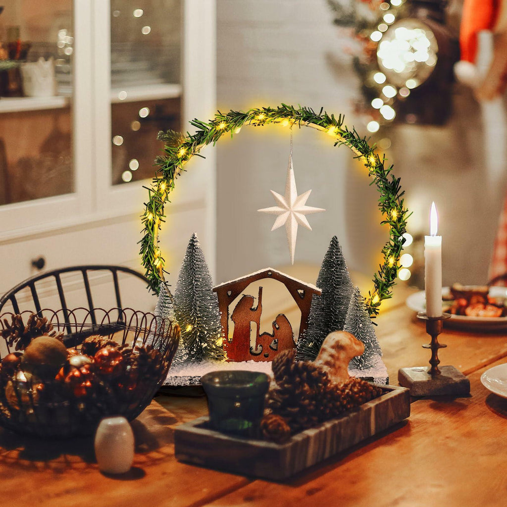 CINNVOICE LED Wooden Nativity Set