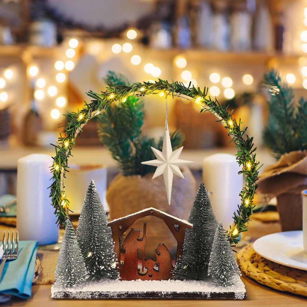 CINNVOICE LED Wooden Nativity Set