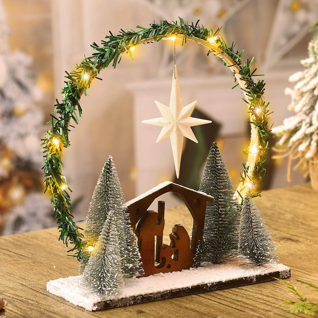 CINNVOICE LED Wooden Nativity Set