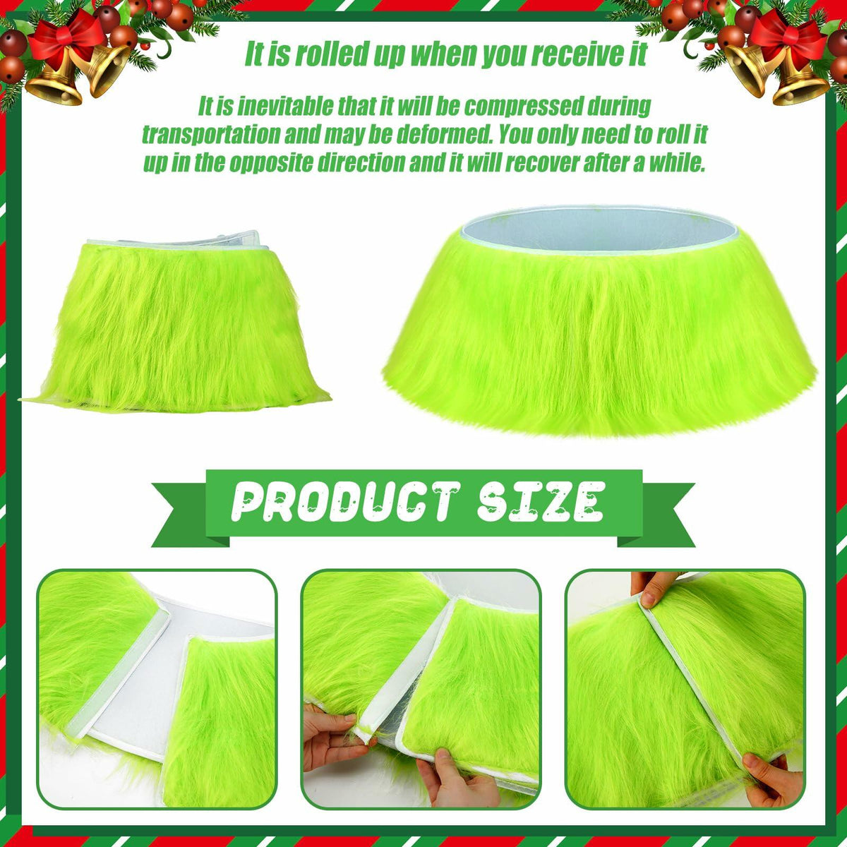 FUNNYMOOM Green Faux-Fur Tree Collar, 24 in