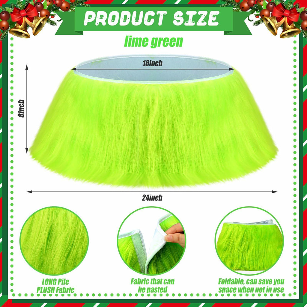 FUNNYMOOM Green Faux-Fur Tree Collar, 24 in