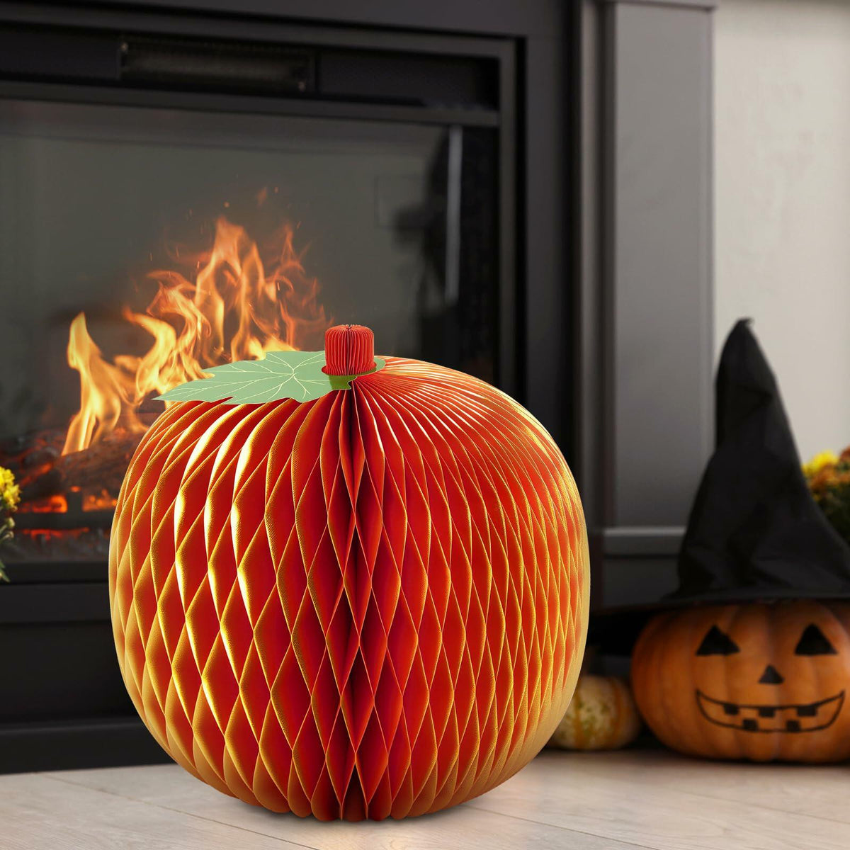 WEEKGRAT Orange Honeycomb Pumpkin, 20 in