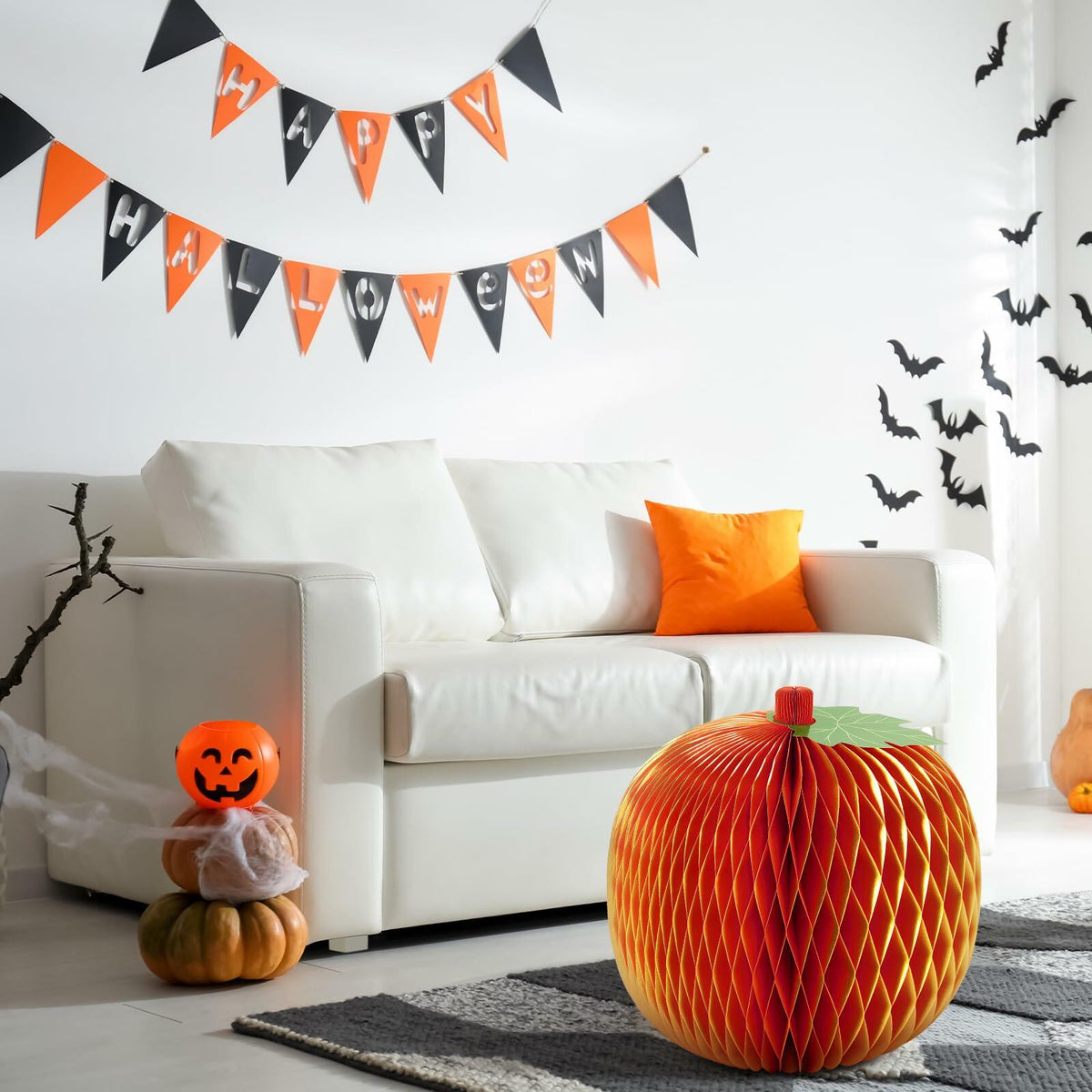WEEKGRAT Orange Honeycomb Pumpkin, 20 in
