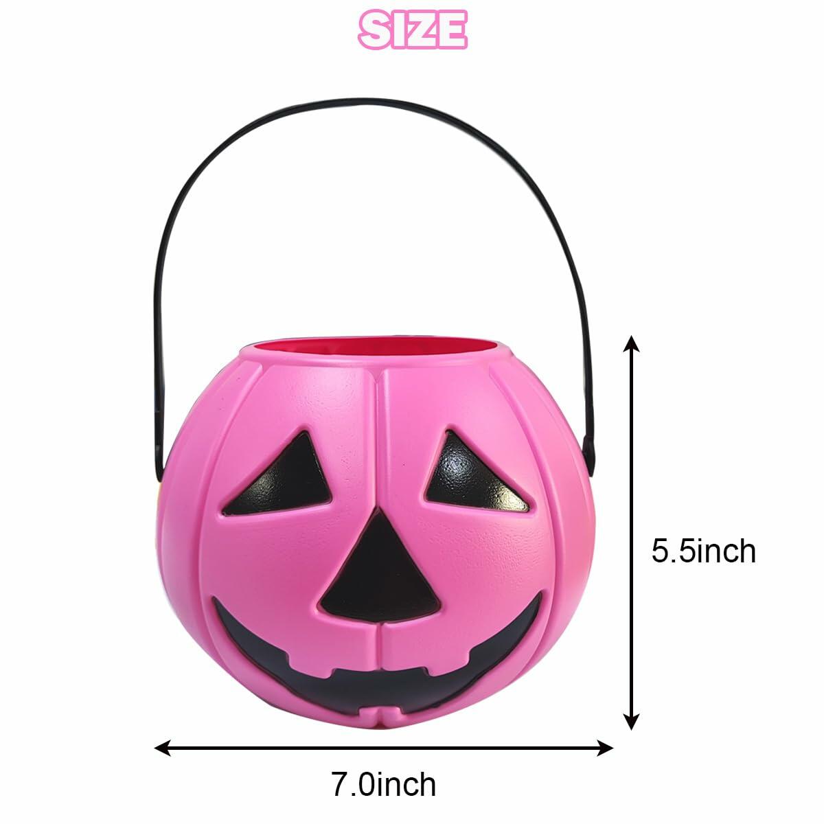 Pink Pumpkin Candy Bucket, 7 in