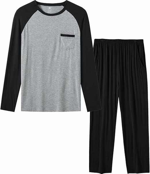 MoFiz Mens Long Sleeve Pajama Set 2 Piece