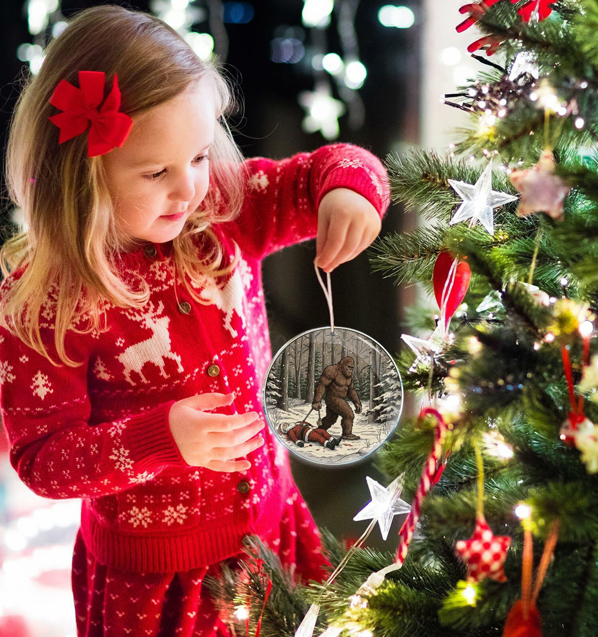 ROCI Bigfoot Killed Santa Christmas Ornament