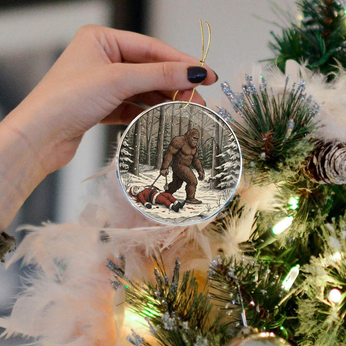 ROCI Bigfoot Killed Santa Christmas Ornament