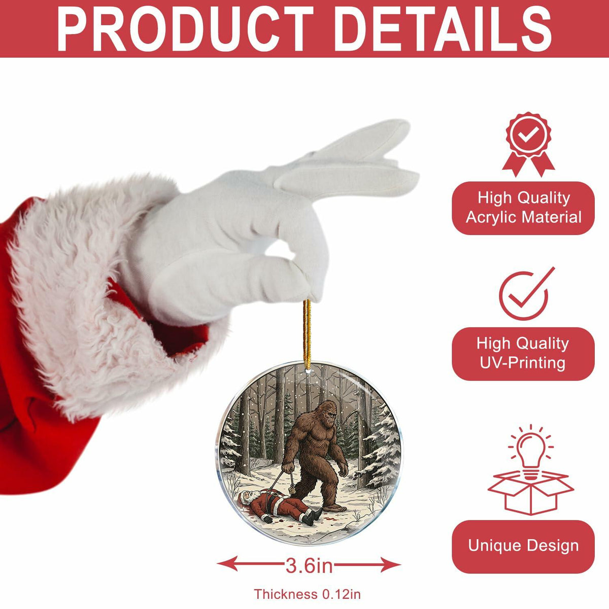 ROCI Bigfoot Killed Santa Christmas Ornament