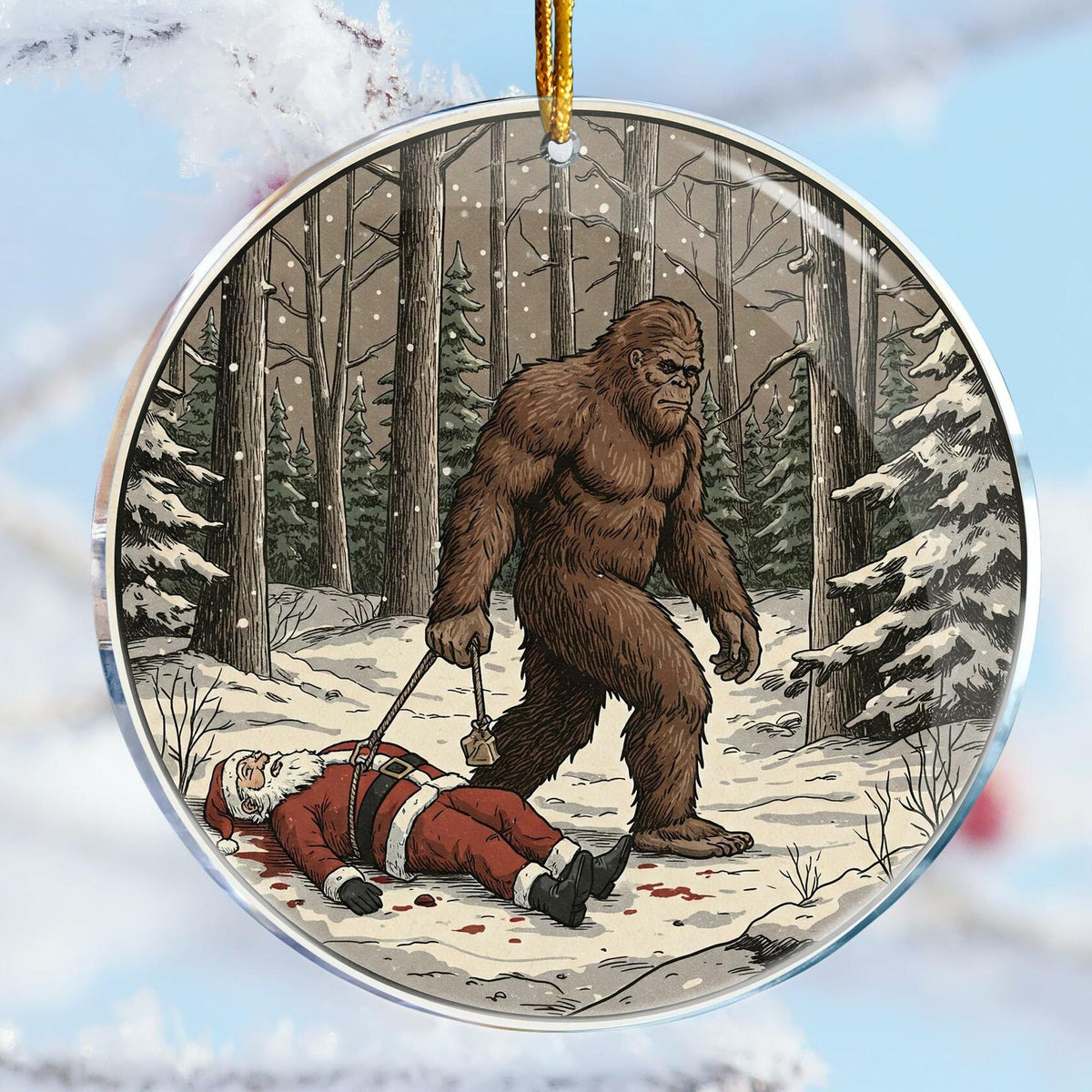 ROCI Bigfoot Killed Santa Christmas Ornament