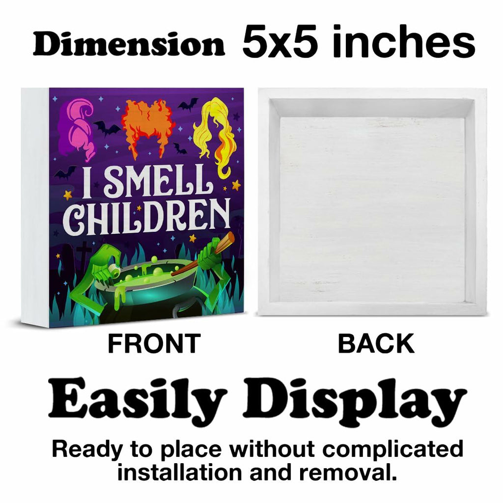HIJIE I Smell Children Wooden Sign, 5 × 5 in
