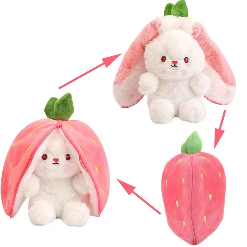 Reversible Strawberry Bunny Plush Toy Soft