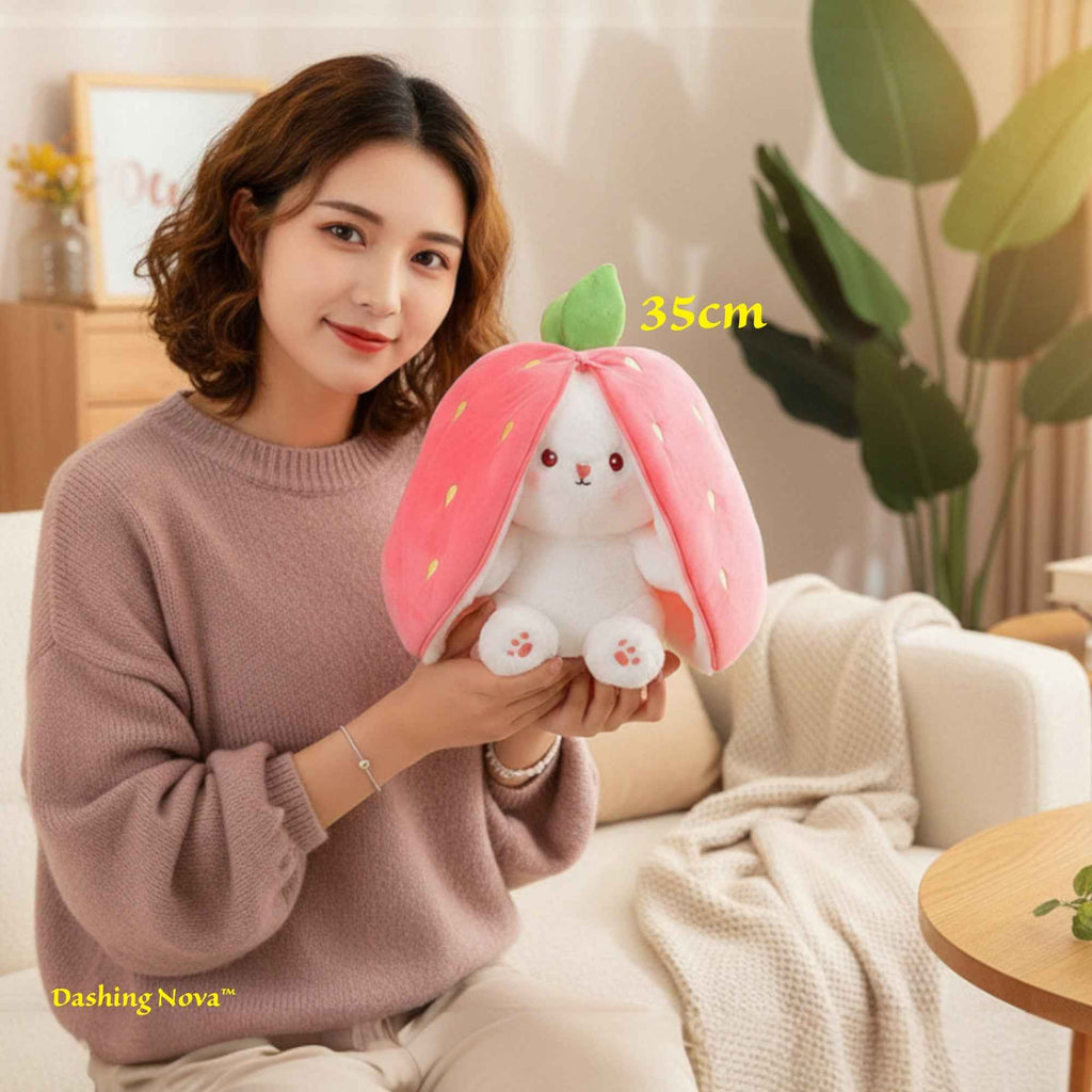 Reversible Strawberry Bunny Plush Toy Soft