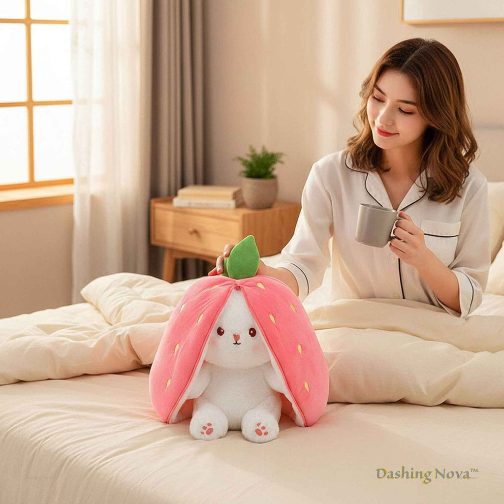 Reversible Strawberry Bunny Plush Toy Soft