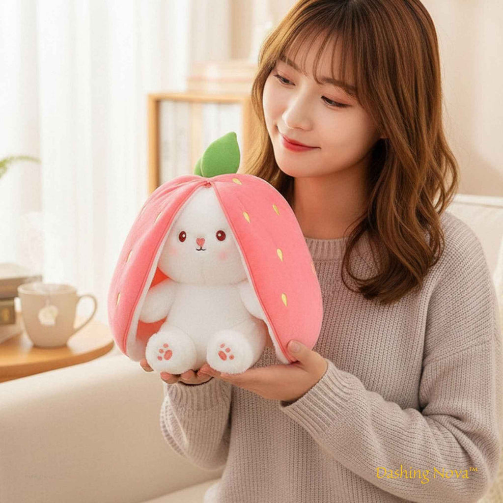Reversible Strawberry Bunny Plush Toy Soft