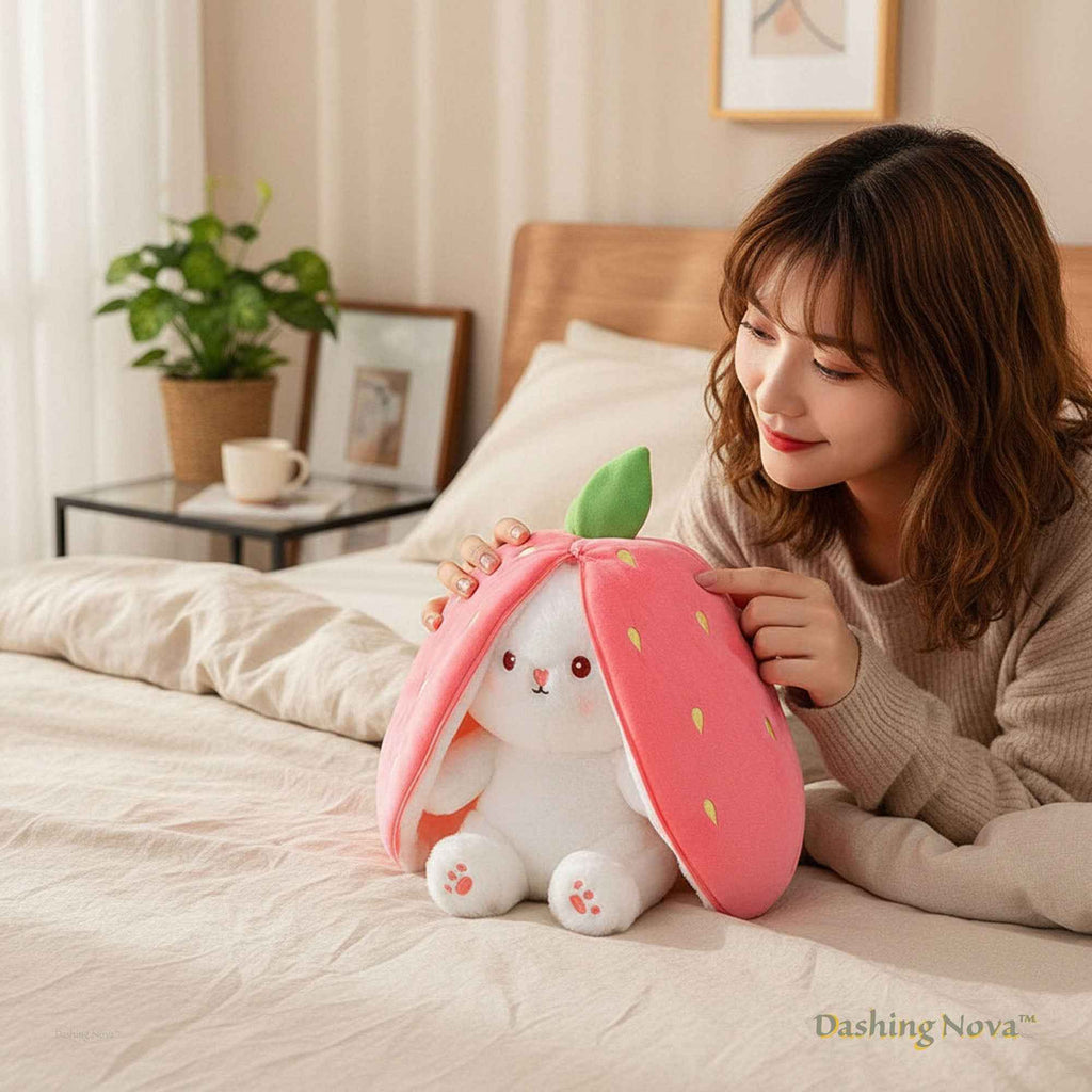 Reversible Strawberry Bunny Plush Toy Soft