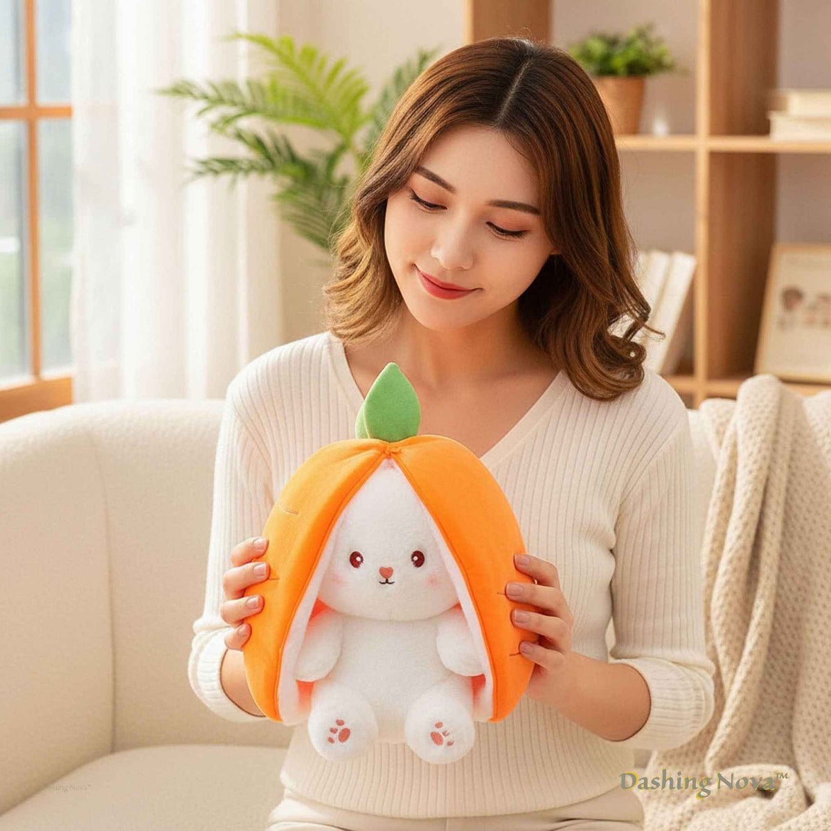 Reversible Strawberry Bunny Plush Toy Soft