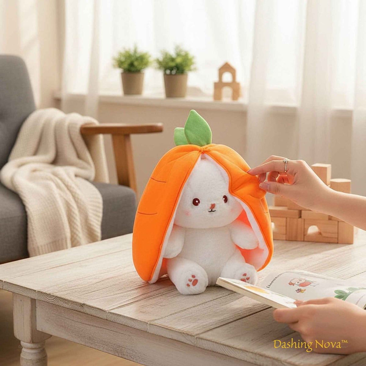 Reversible Strawberry Bunny Plush Toy Soft