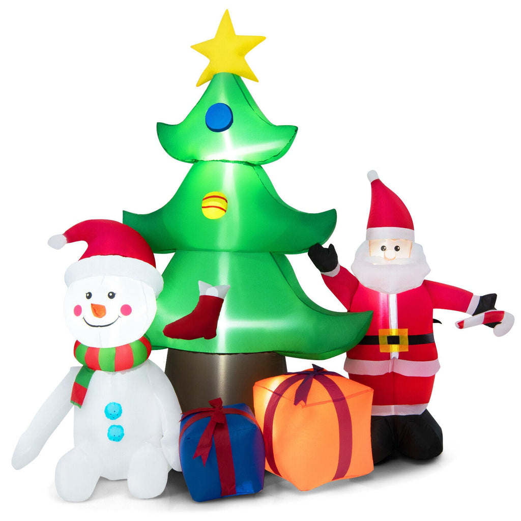 Light-Up Christmas Tree & Santa Inflatable, 7.2 ft