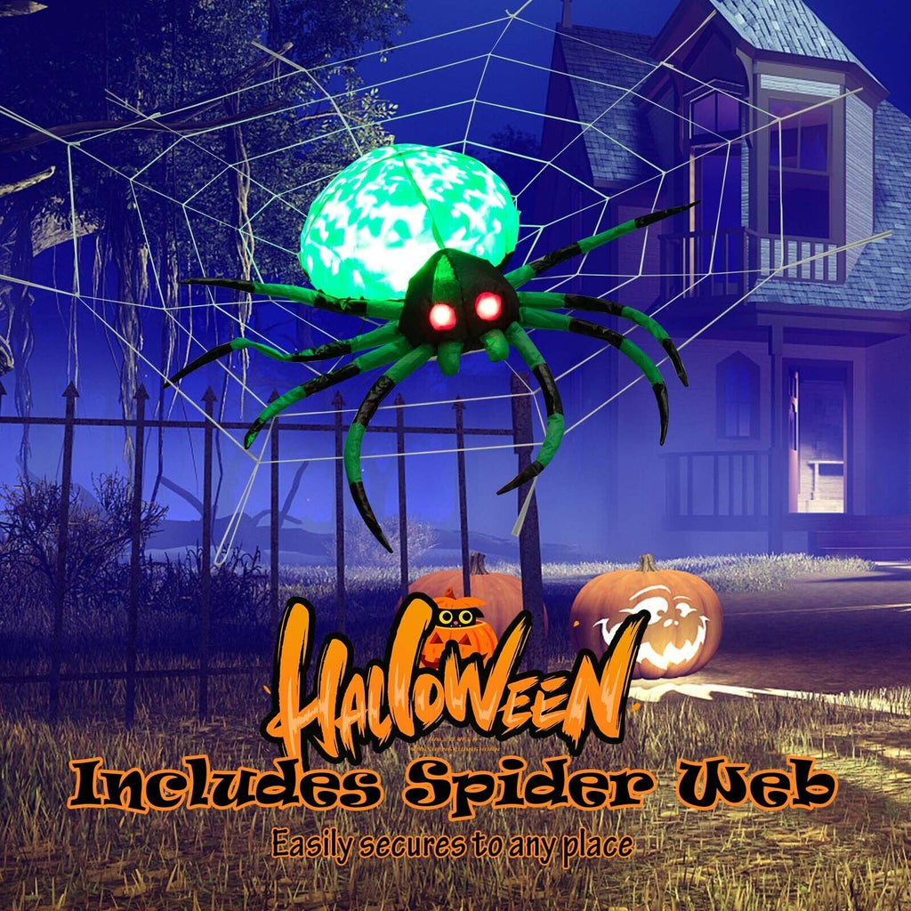 Halloween Spider Inflatable with Cobweb & LEDs