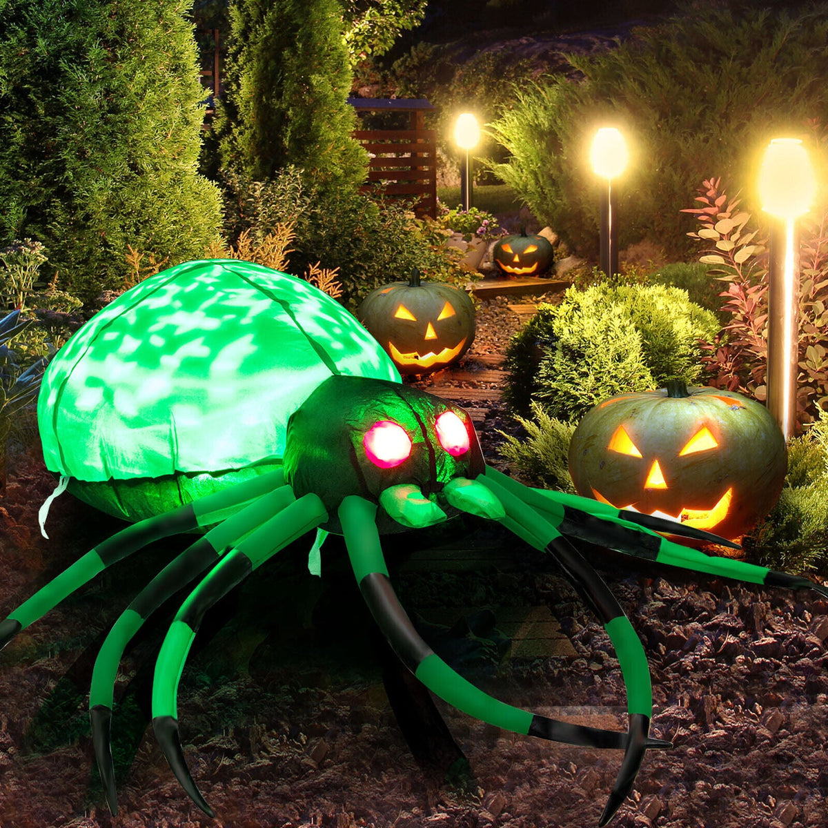 Halloween Spider Inflatable with Cobweb & LEDs
