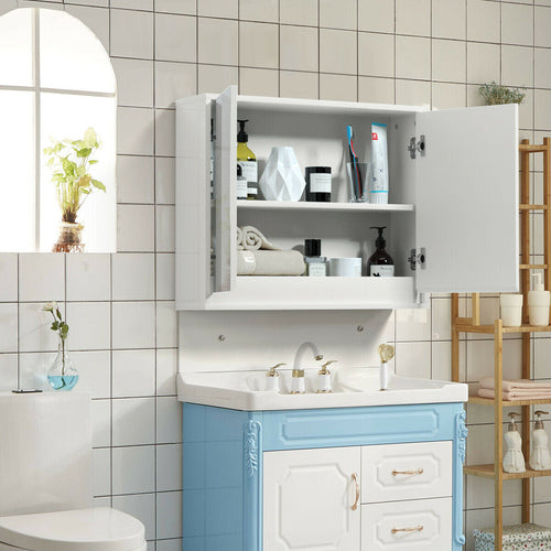 2-Door Wall-Mounted Mirrored Medicine Cabinet