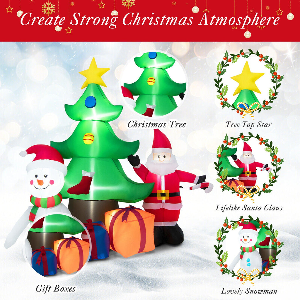 Light-Up Christmas Tree & Santa Inflatable, 7.2 ft
