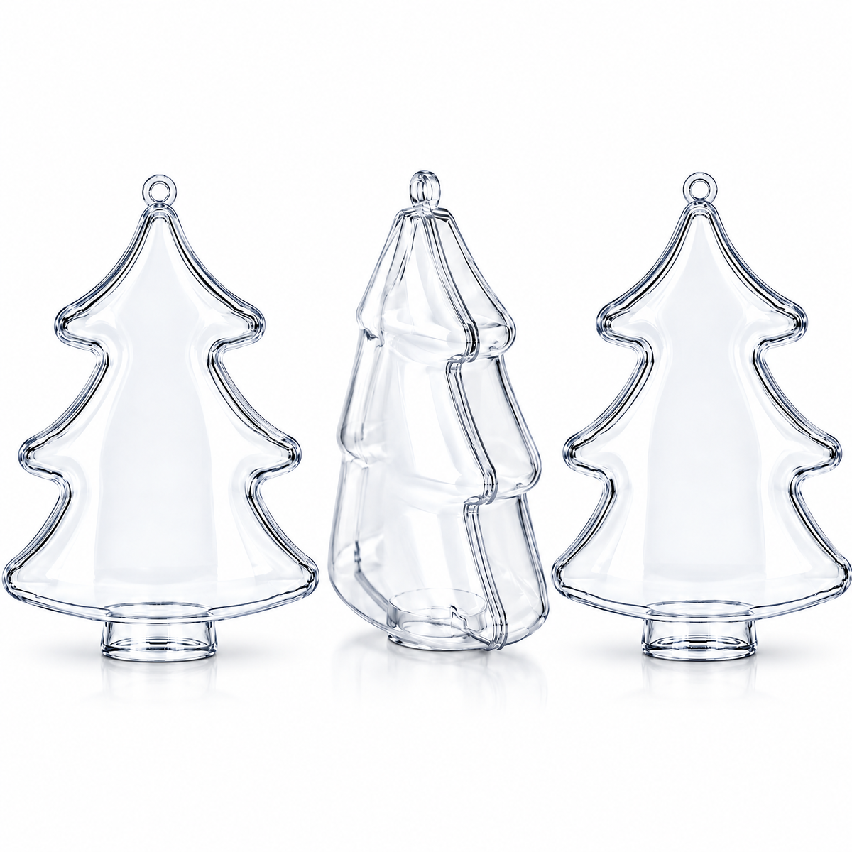 Clear Fillable Christmas Tree Ornaments, Set of 3