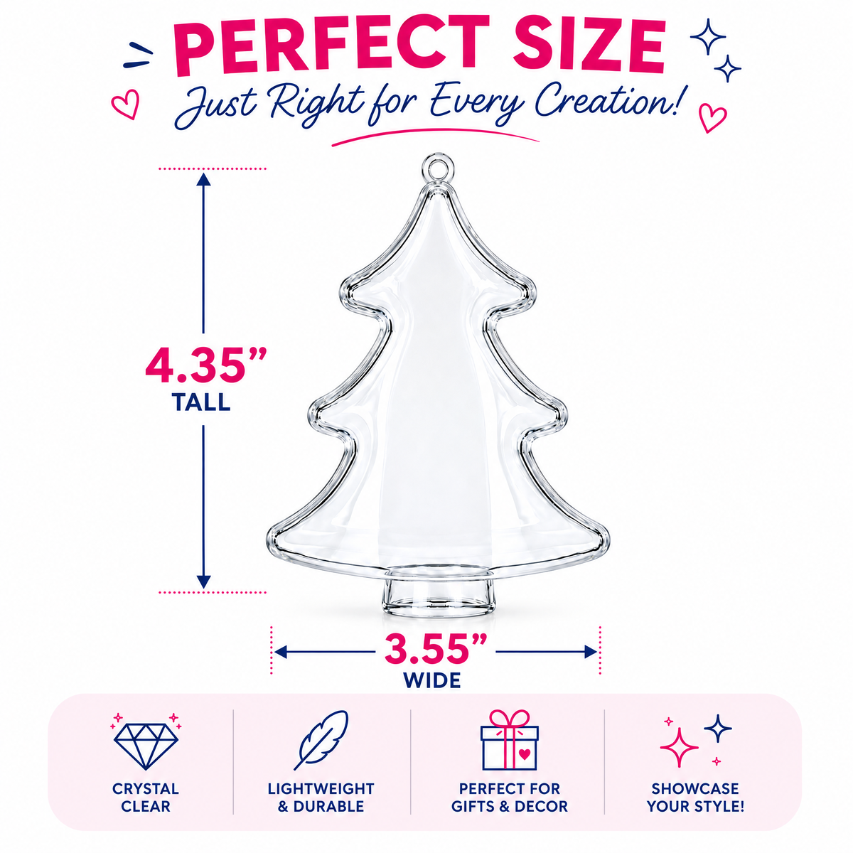 Clear Fillable Christmas Tree Ornaments, Set of 3