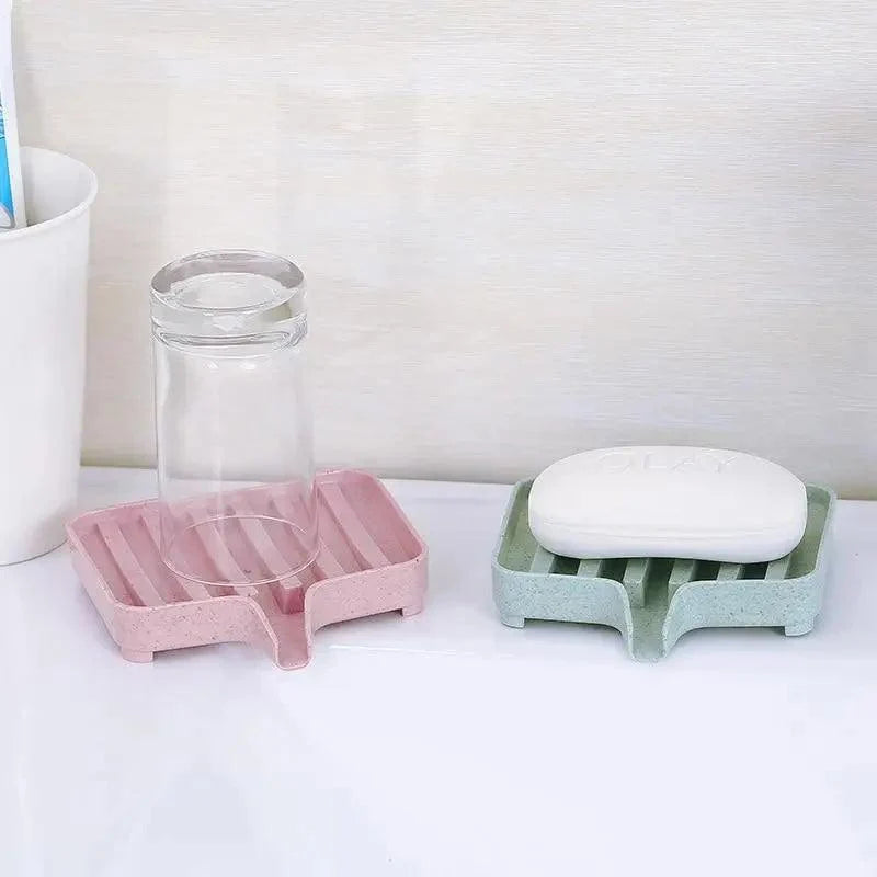 Sponge Holder PP Wheat Straw Storage Rack Drain Soap Box Tray Soapbox 1 Pcs Shower Soap Tray Tool Soap Dish Plate Holder Waterfall Draining Soap Sponge Holder for Shower Kitchen Sink Bathroom Laundry Countertop Face Body Bath Soap, Soap-Saving Dish