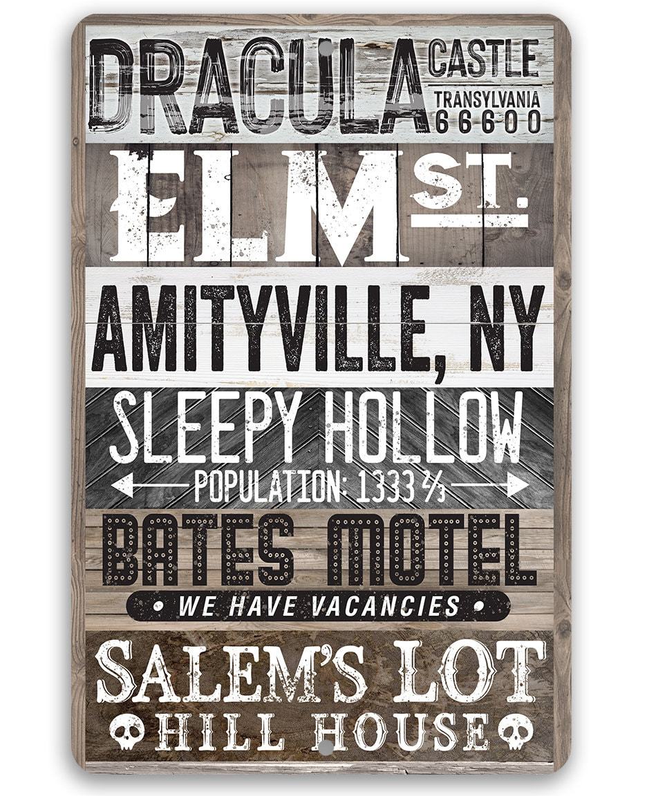 Halloween Towns Metal Sign