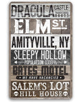 Halloween Towns Metal Sign