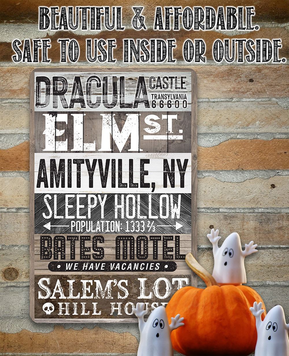 Halloween Towns Metal Sign