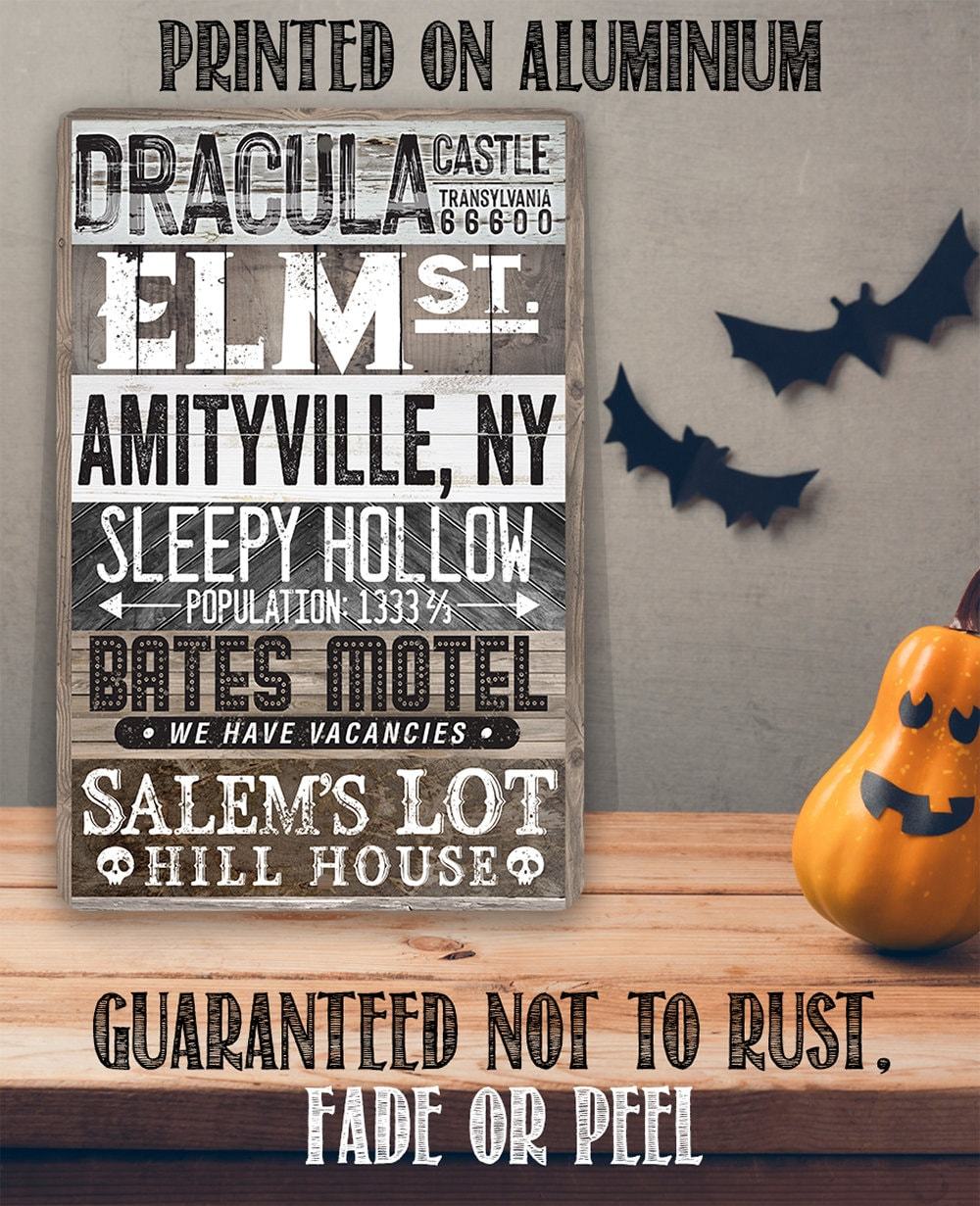 Halloween Towns Metal Sign