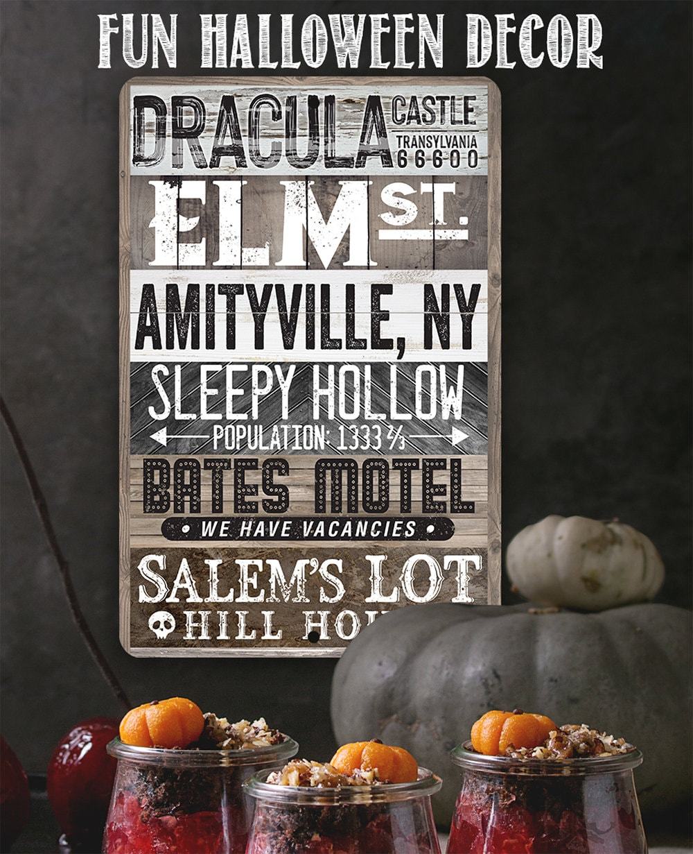 Halloween Towns Metal Sign