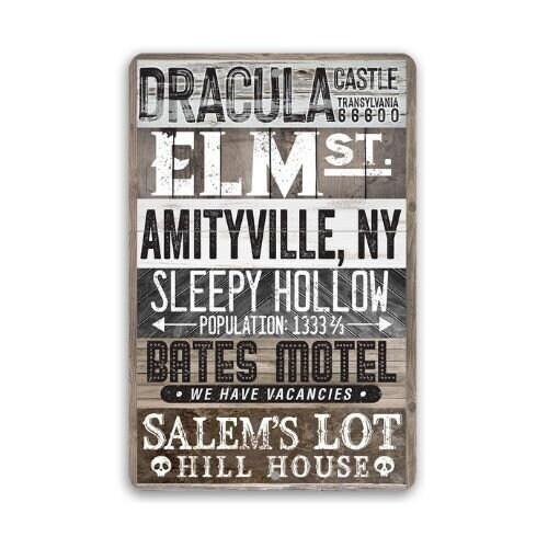 Halloween Towns Metal Sign