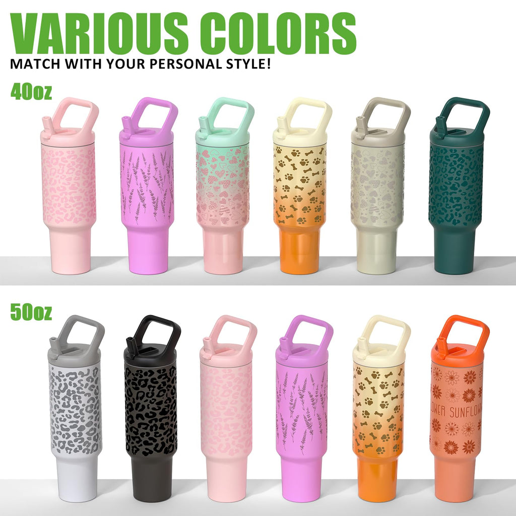 Tronco 40 oz Tumbler with Handle and Straw, Leak-Proof Insulated Tumbler with Flip Straw and Top Handle, Reusable Insulated Cup Water Bottle for Home, Outdoors, Fits in Cup Holder, Cold for 30 Hours